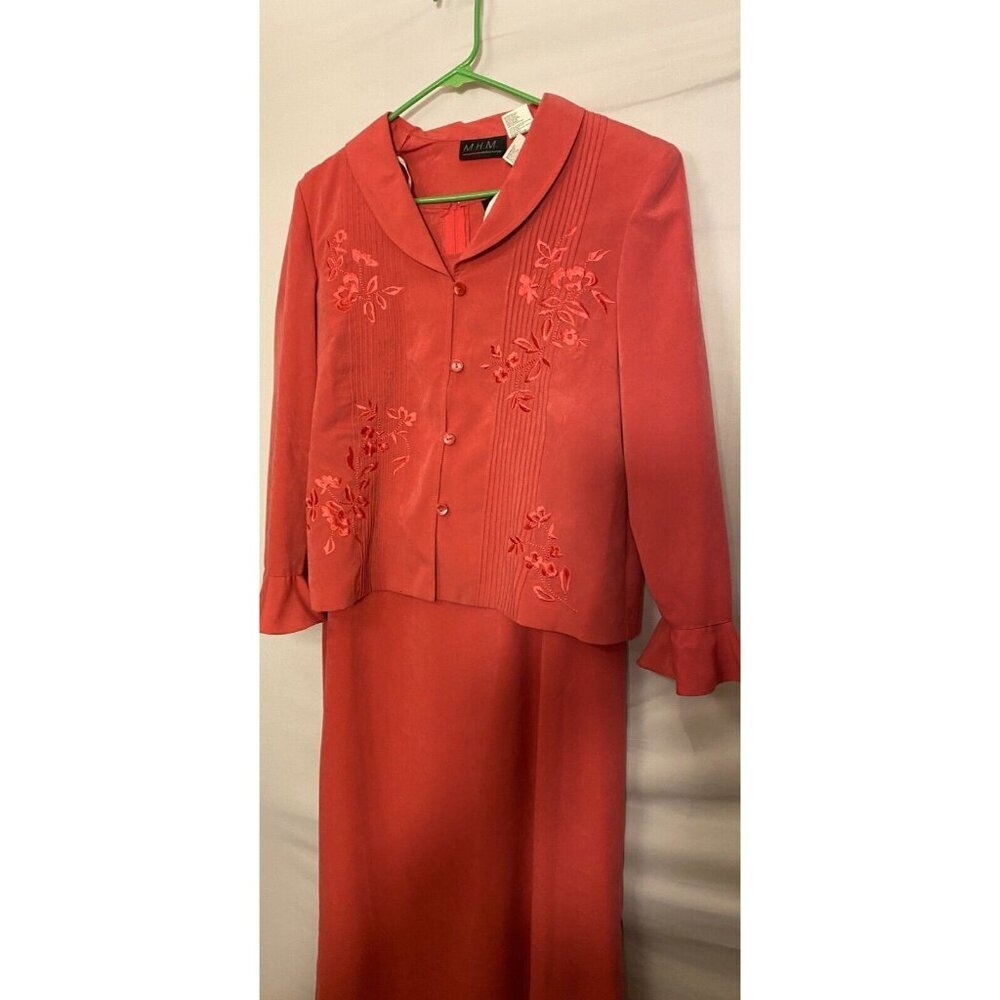 MHM 2 Piece Jacket Dress Peach Pink Classic Women’s‎ 12 Large Mother of Bride